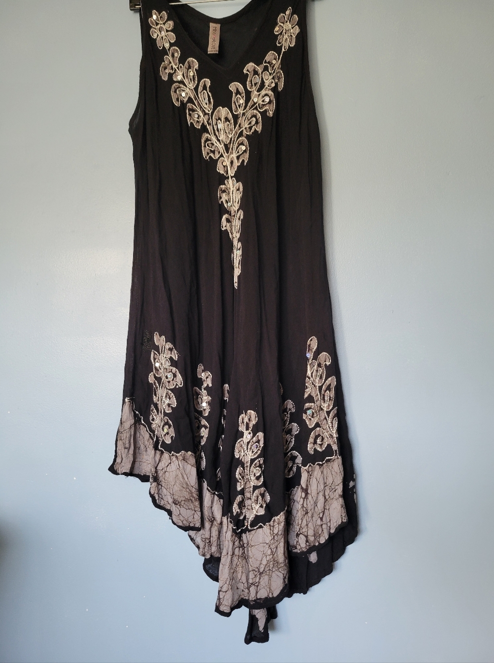 Miss Love Womens Bohemian Batik Embroidered Dress  Black OS